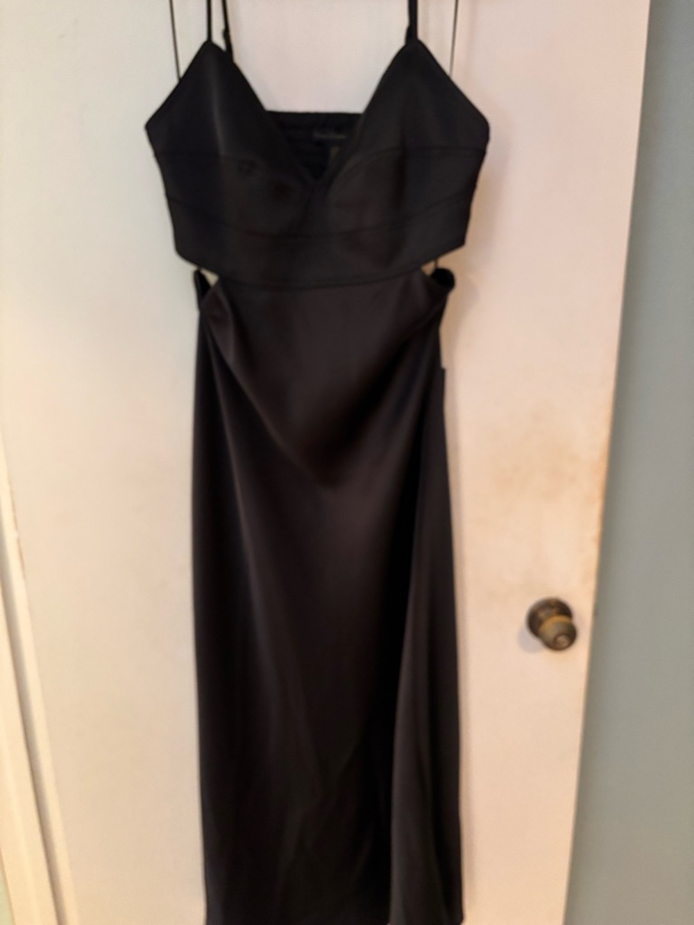 House of Harlow 1960 Black Satin Midi Slip Dress